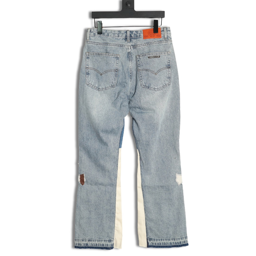 Chrome Hearts Flared Destroyed Leather Jeans