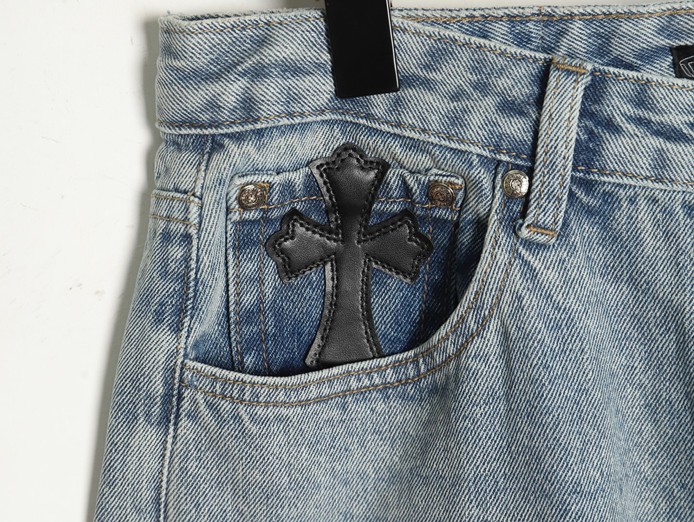 Chrome Hearts Flared Destroyed Leather Jeans