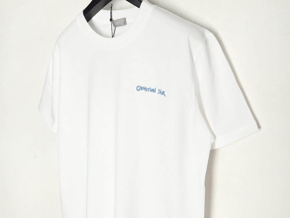 Dior cursive embroidered letters short-sleeved T-shirt
