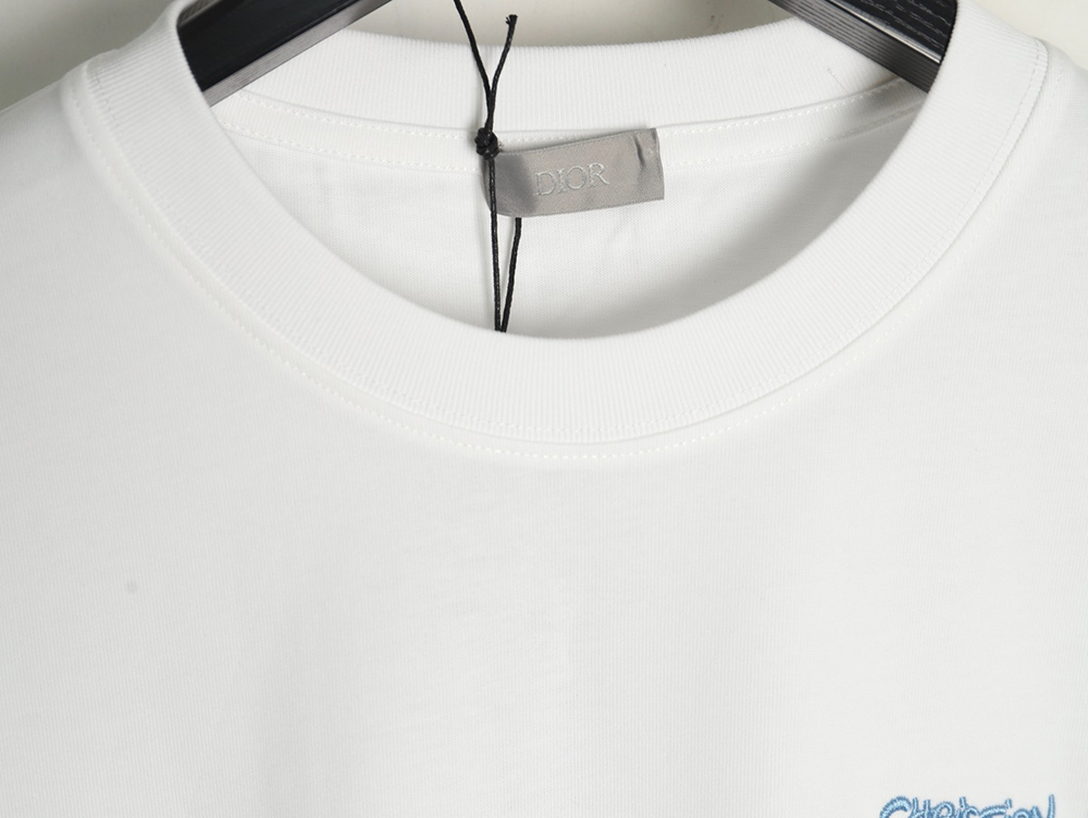 Dior cursive embroidered letters short-sleeved T-shirt
