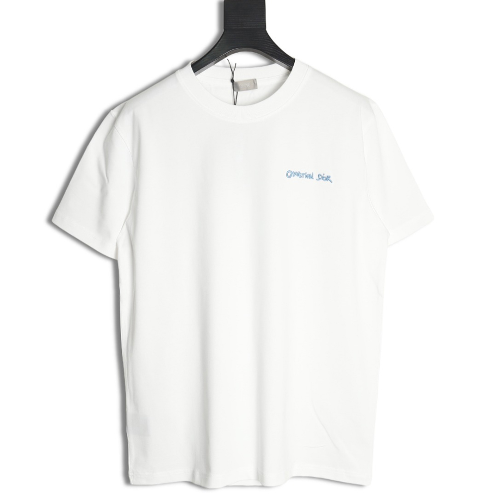 Dior cursive embroidered letters short-sleeved T-shirt