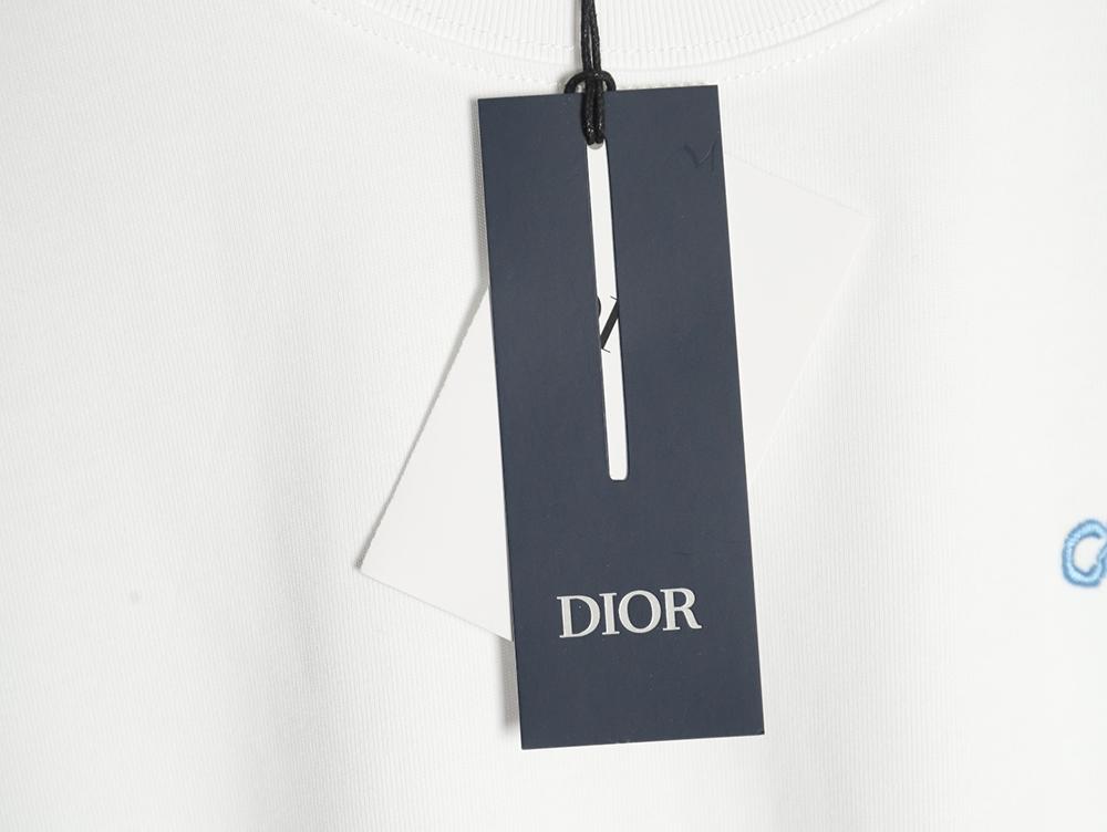 Dior cursive embroidered letters short-sleeved T-shirt