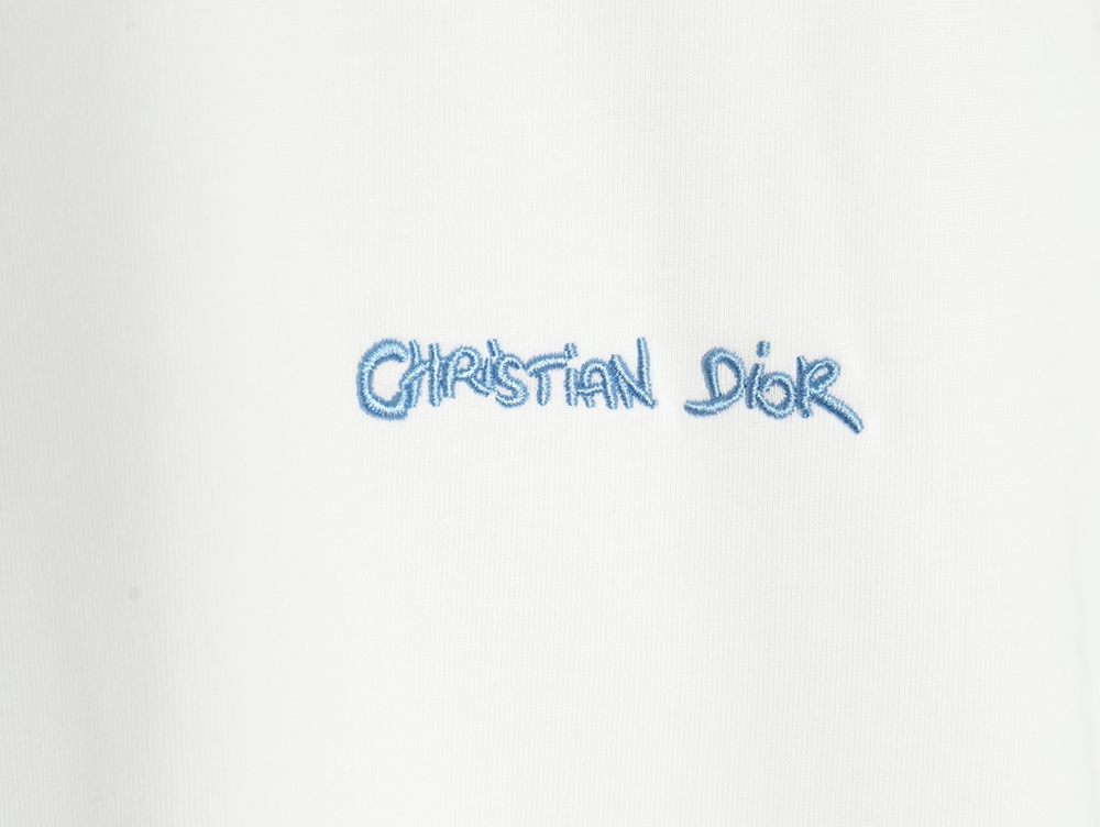 Dior cursive embroidered letters short-sleeved T-shirt