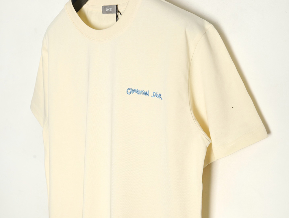 Dior cursive embroidered letters short-sleeved T-shirt TSK1