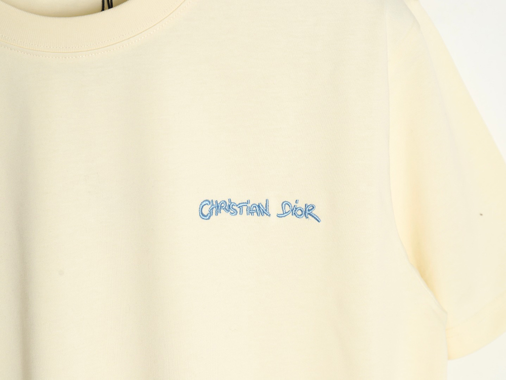 Dior cursive embroidered letters short-sleeved T-shirt TSK1