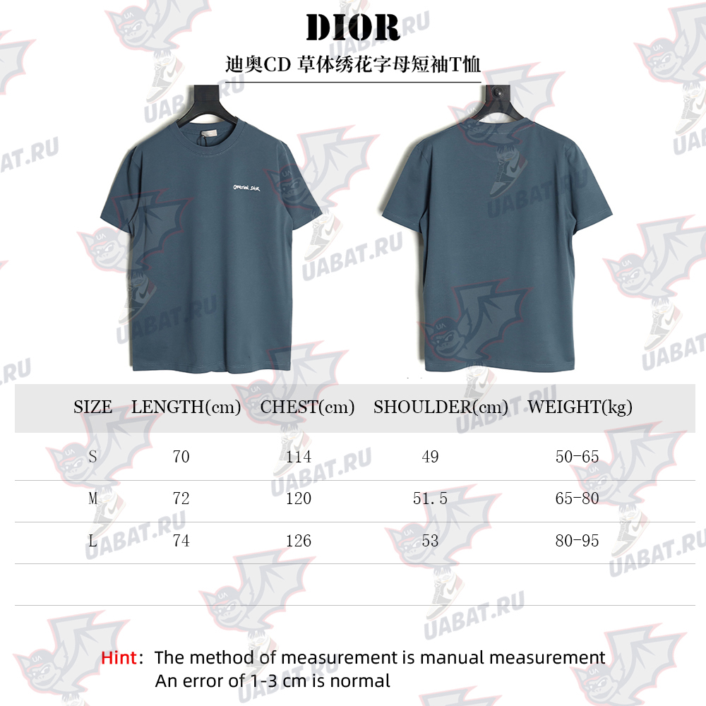 Dior cursive embroidered letters short-sleeved T-shirt TSK3