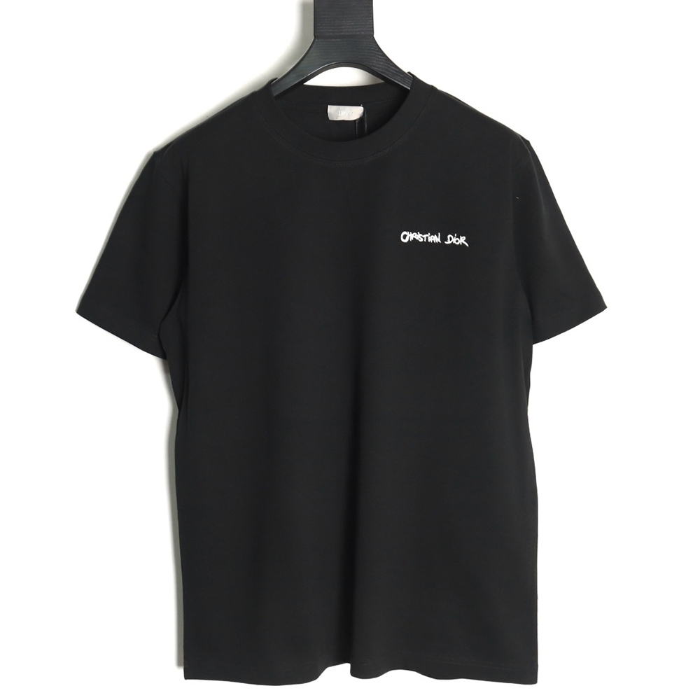 Dior cursive embroidered letters short-sleeved T-shirt TSK4