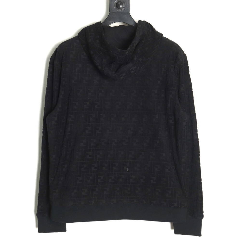 Fendi flocked full print hooded zip-up sweatshirt jacket