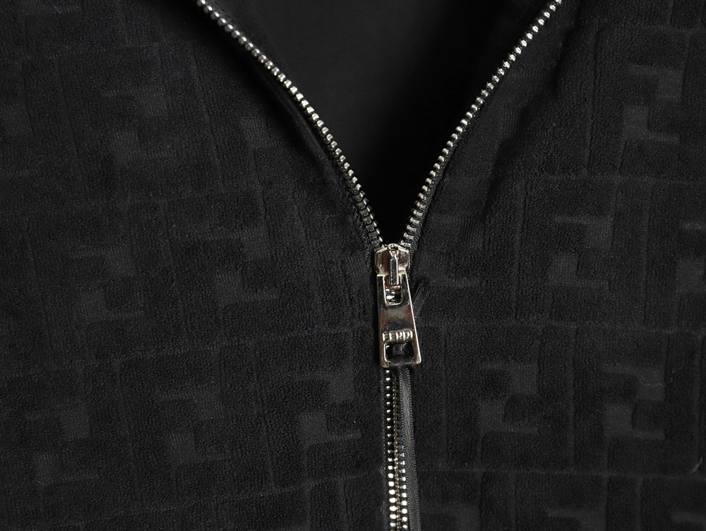 Fendi flocked full print hooded zip-up sweatshirt jacket
