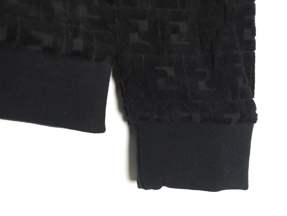 Fendi flocked full print hooded zip-up sweatshirt jacket