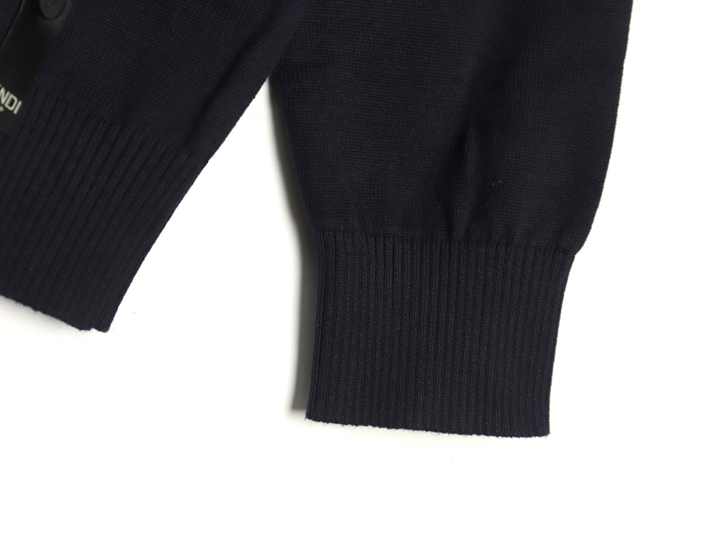 Fendi Embossed Pocket Navy Crew Neck Sweater