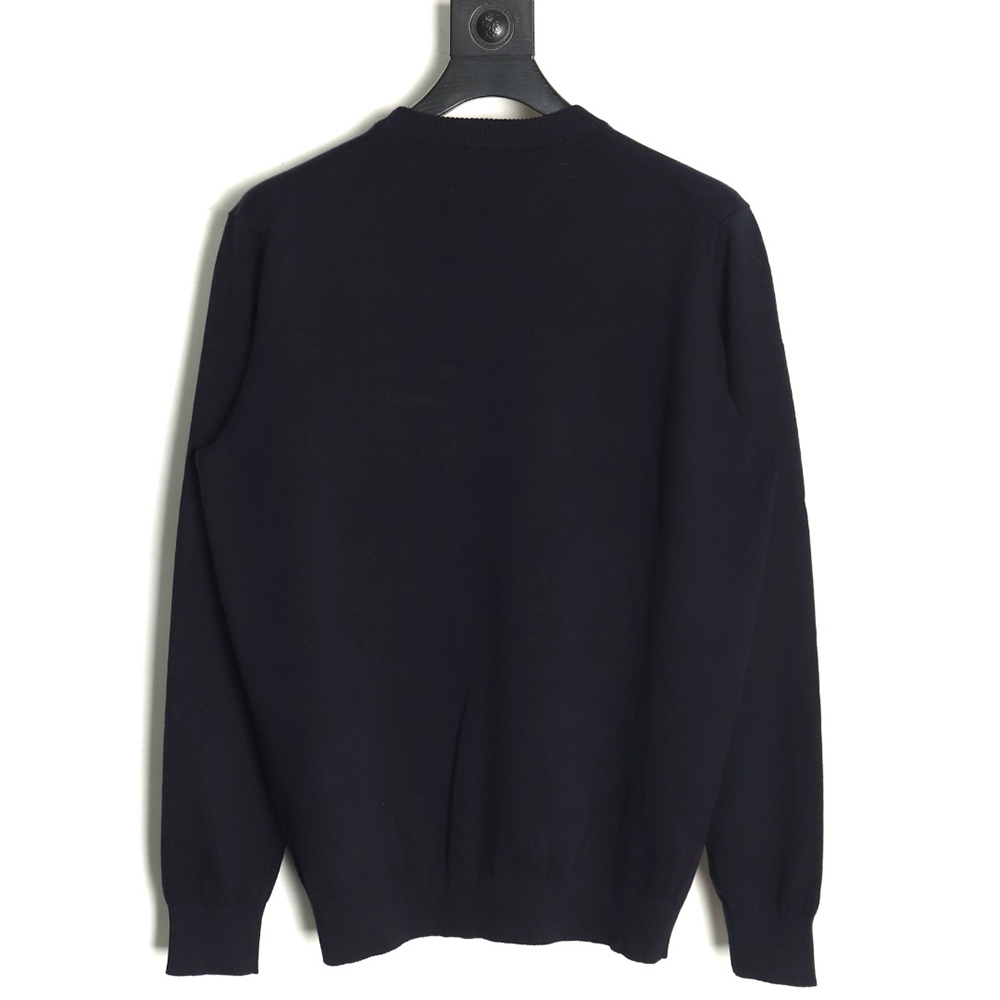 Fendi Embossed Pocket Navy Crew Neck Sweater