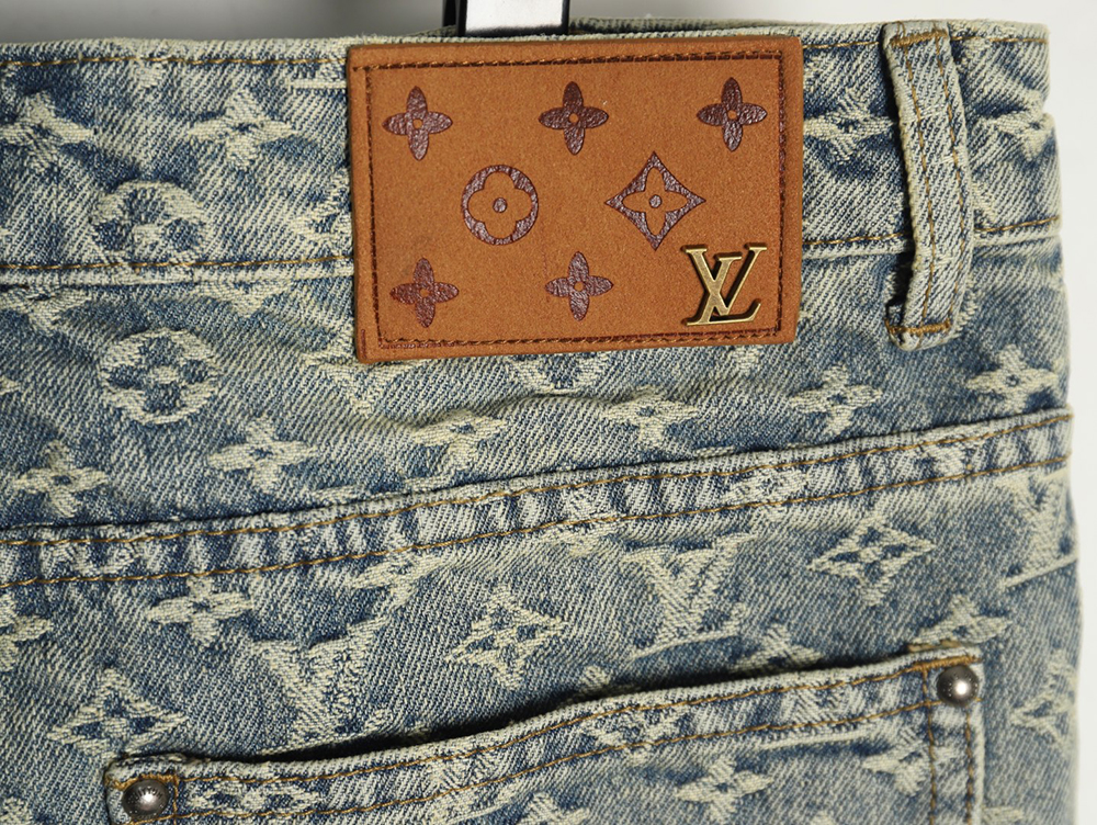 Louis Vuitton all-over jacquard straight washed denim trousers