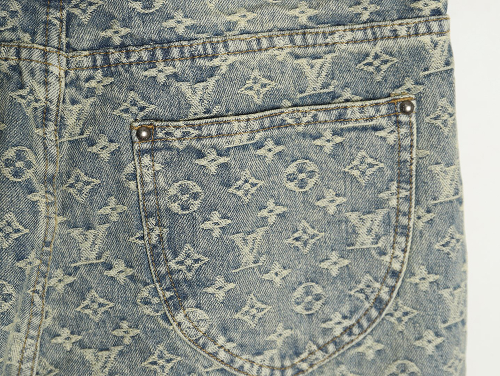 Louis Vuitton all-over jacquard straight washed denim trousers