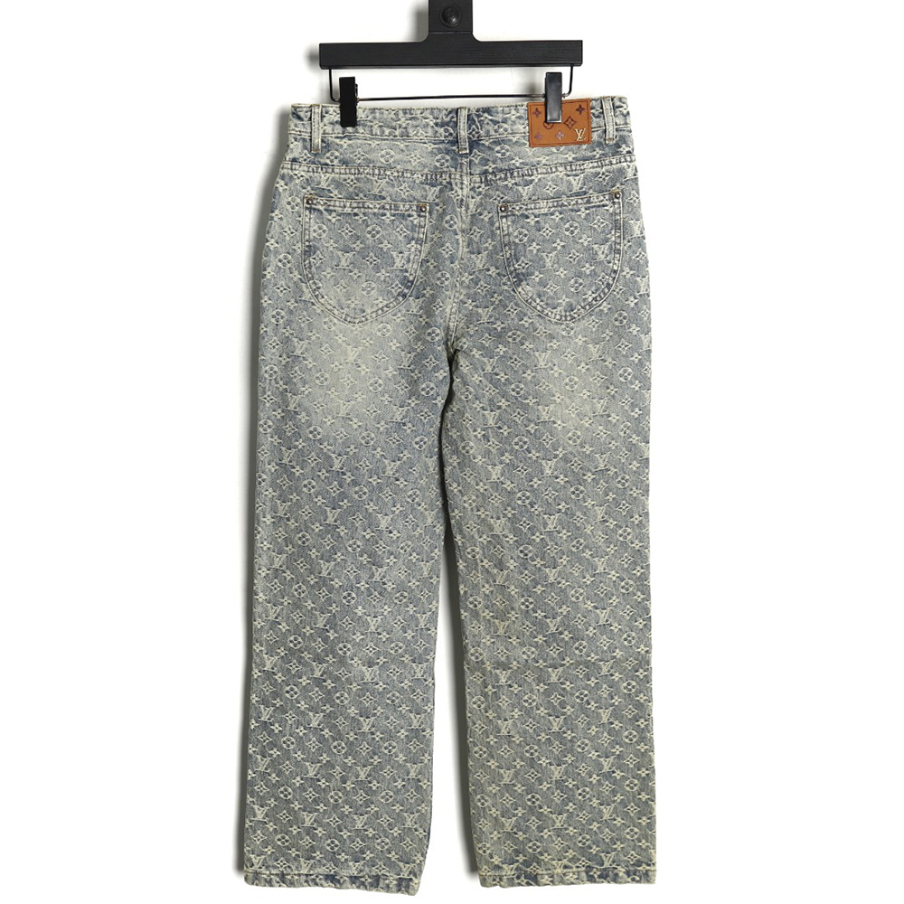 Louis Vuitton all-over jacquard straight washed denim trousers