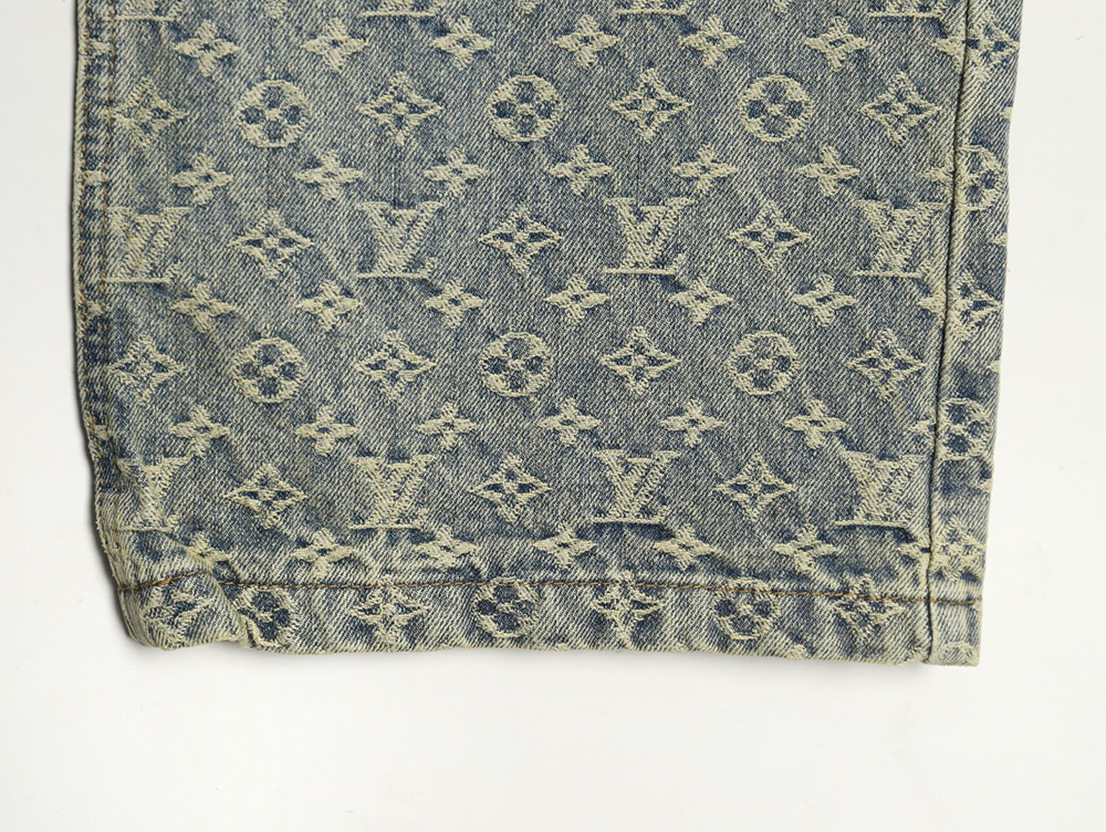 Louis Vuitton all-over jacquard straight washed denim trousers