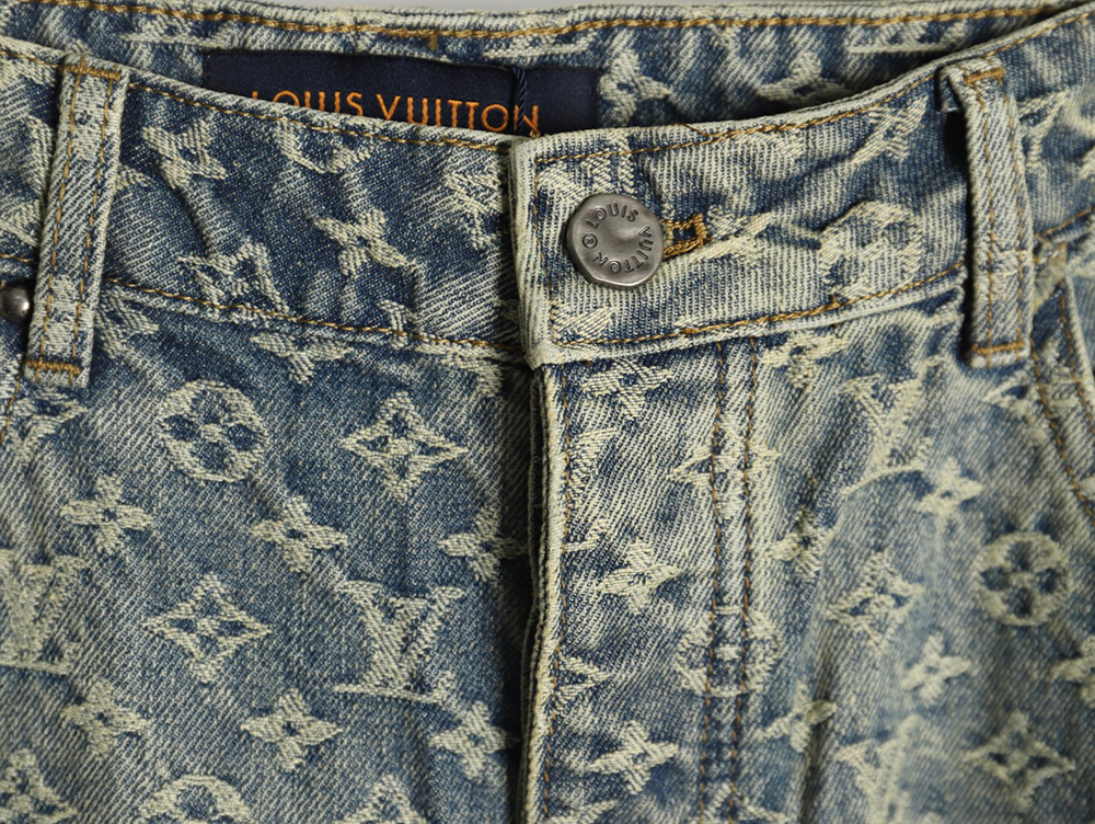 Louis Vuitton all-over jacquard straight washed denim trousers