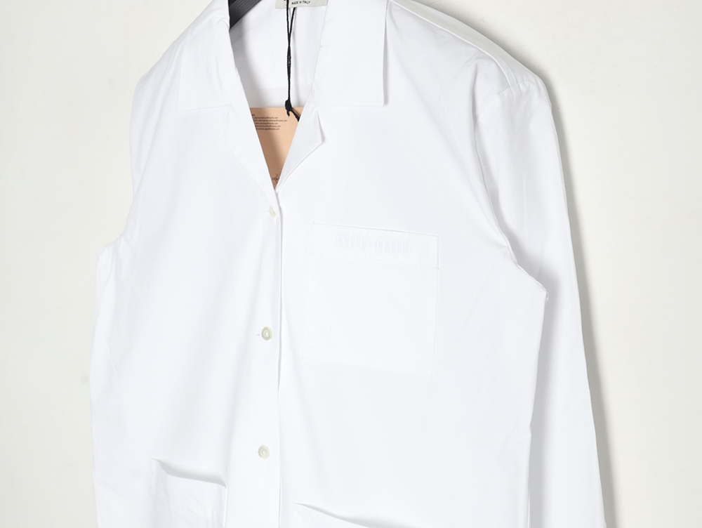 Miu Miu poplin pocket lapel long sleeve shirt