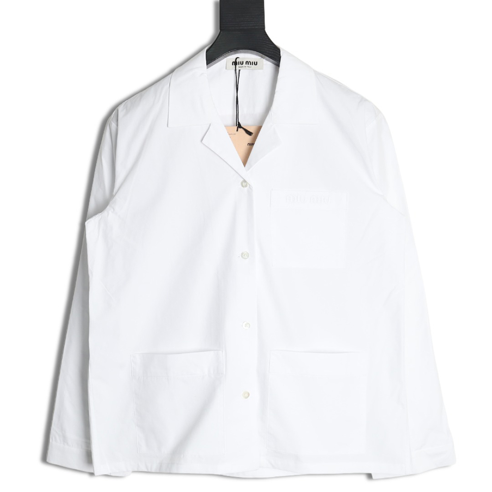 Miu Miu poplin pocket lapel long sleeve shirt