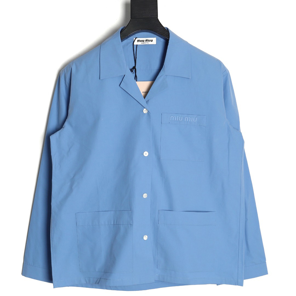 Miu Miu poplin pocket lapel long sleeve shirt TSK1