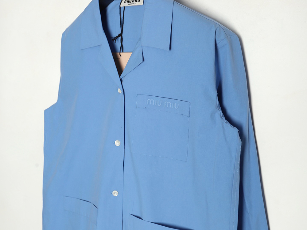 Miu Miu poplin pocket lapel long sleeve shirt TSK1