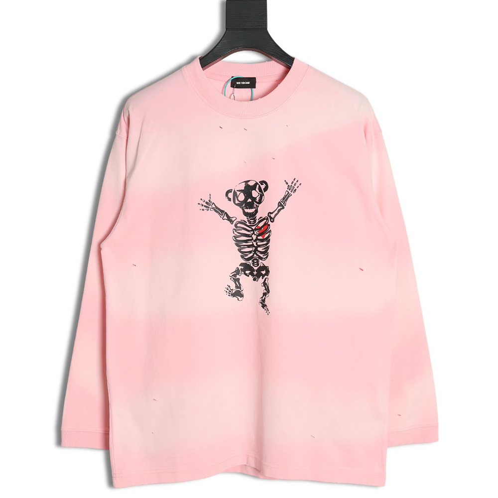 We11 Done cute heart skull gradient print long sleeve T-shirt