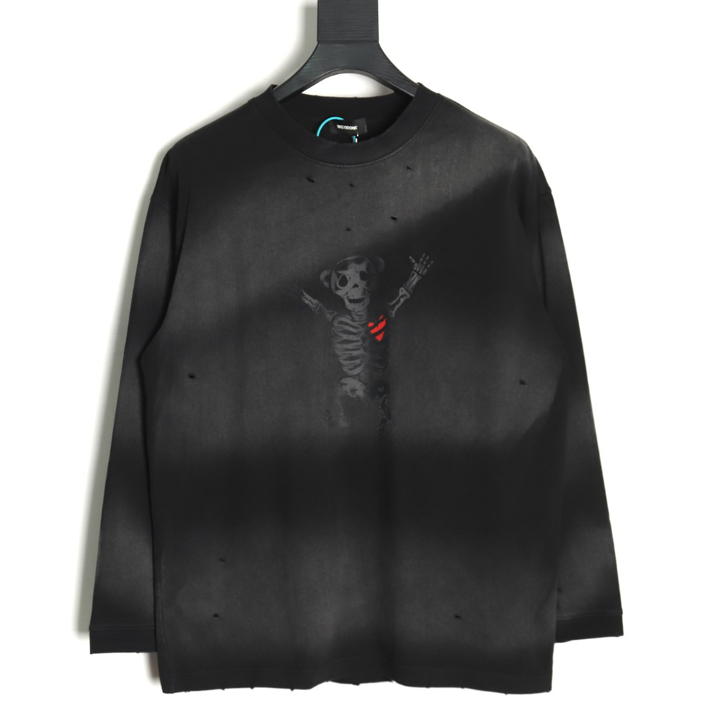 We11 Done cute heart skull gradient print long sleeve T-shirt TSK1