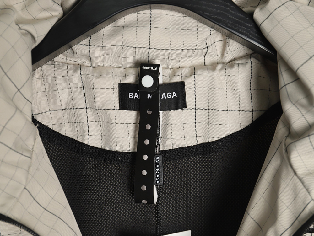 Balenciaga embroidered stand collar half-zip checked jacket