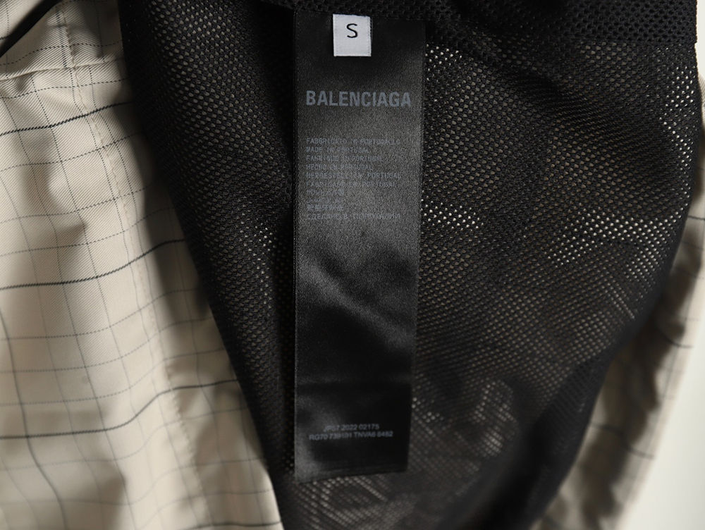 Balenciaga embroidered stand collar half-zip checked jacket