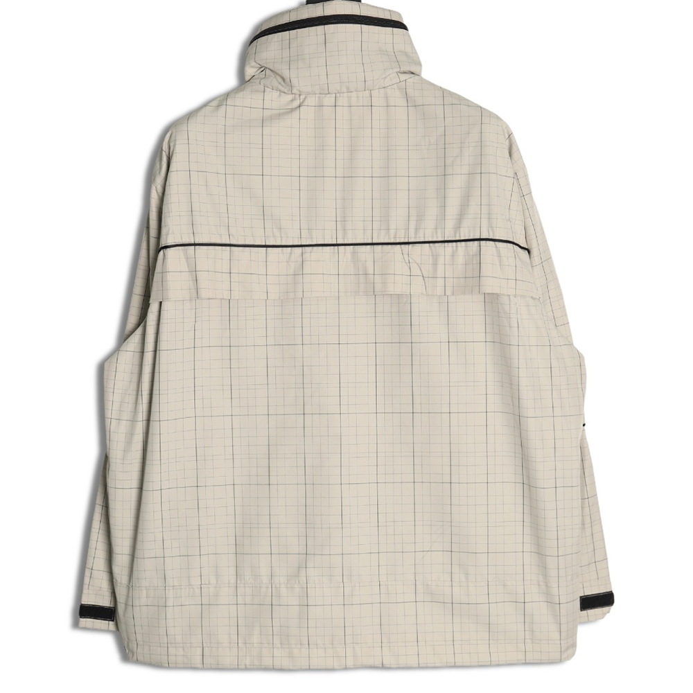 Balenciaga embroidered stand collar half-zip checked jacket