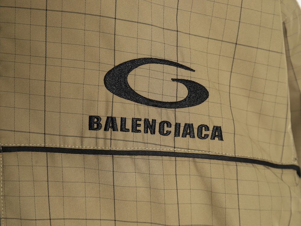 Balenciaga embroidered stand collar half-zip checked jacket TSK1