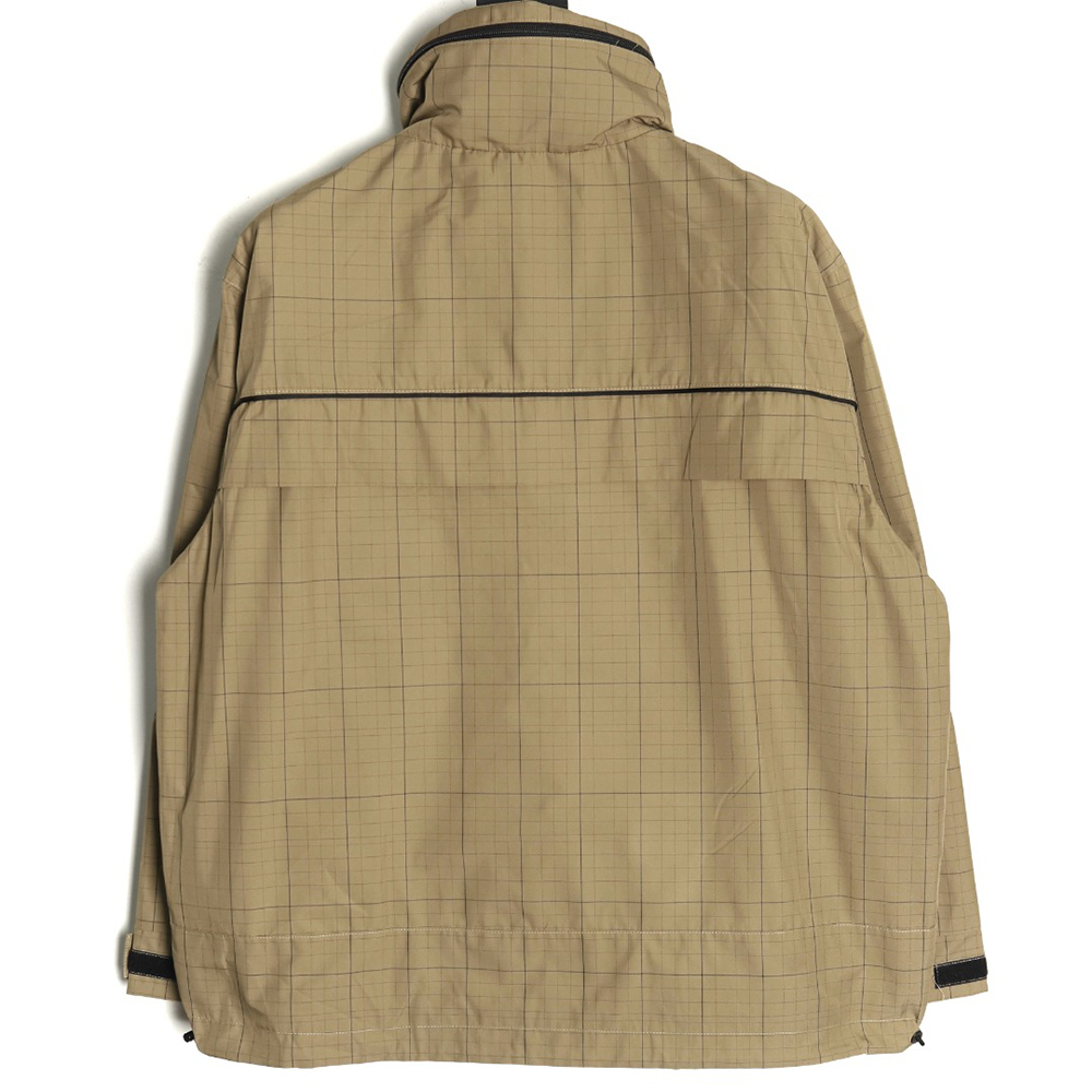 Balenciaga embroidered stand collar half-zip checked jacket TSK1