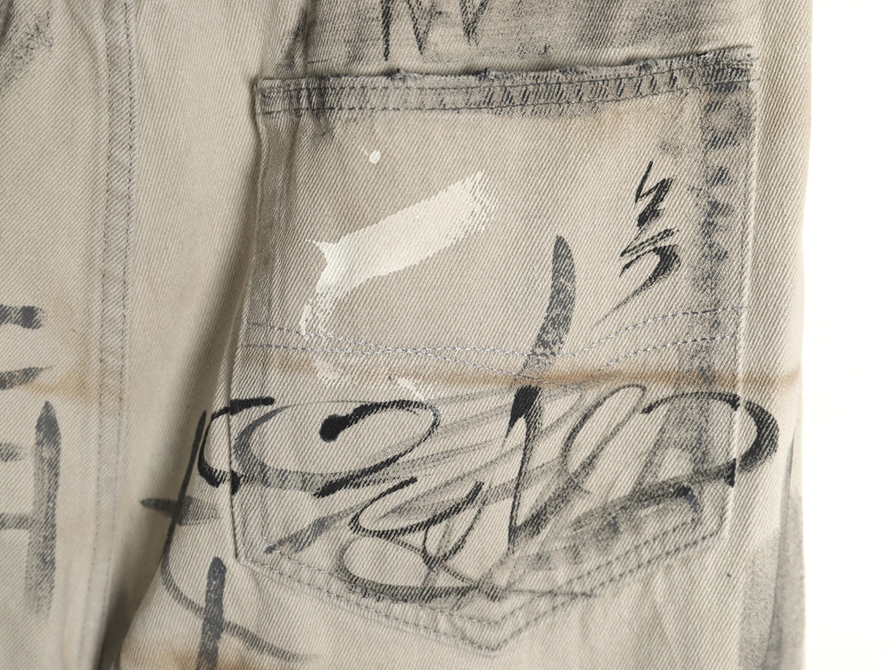 Balenciaga White Graffiti Denim Trousers