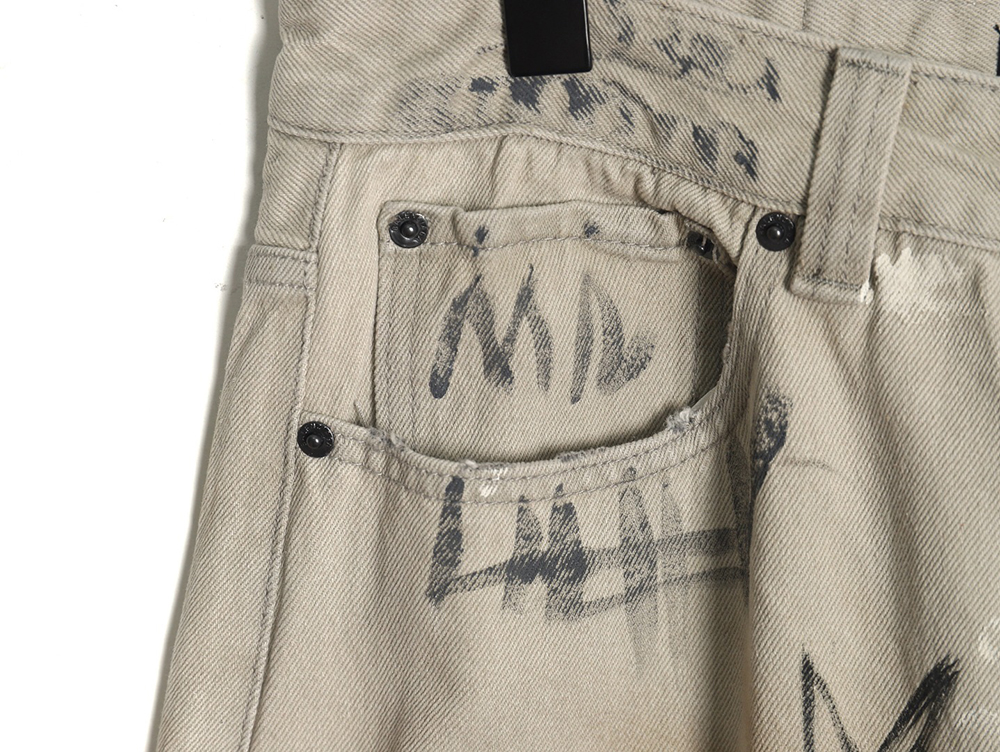 Balenciaga White Graffiti Denim Trousers
