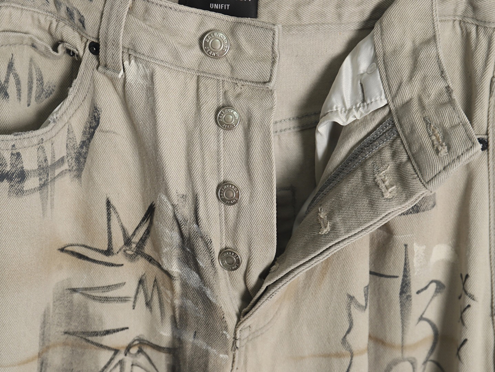 Balenciaga White Graffiti Denim Trousers