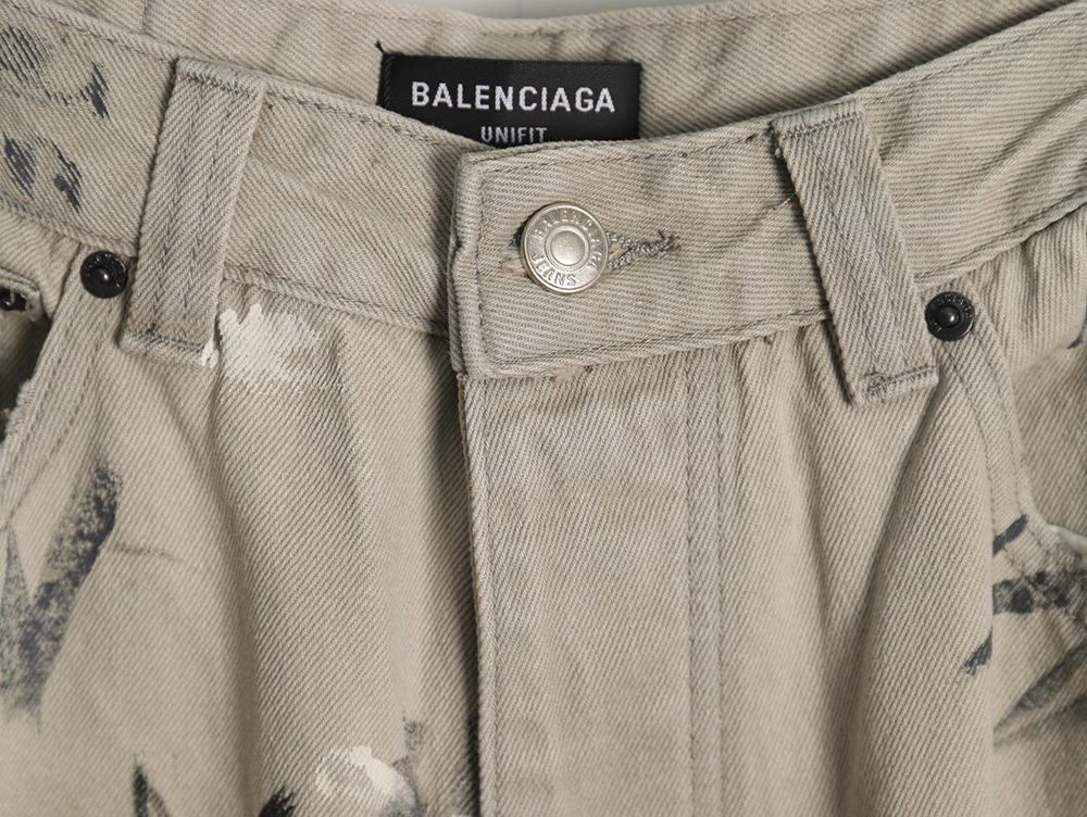 Balenciaga White Graffiti Denim Trousers