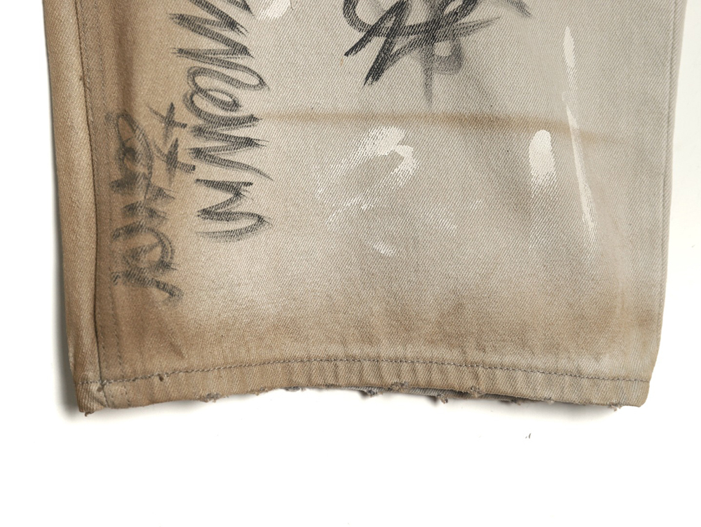 Balenciaga White Graffiti Denim Trousers