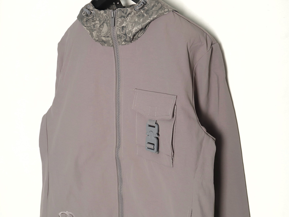 Dior patchwork letter embroidery hooded trench coat