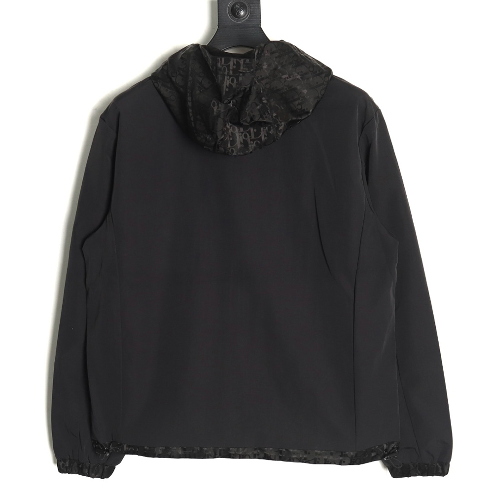 Dior patchwork letter embroidery hooded trench coat TSK1