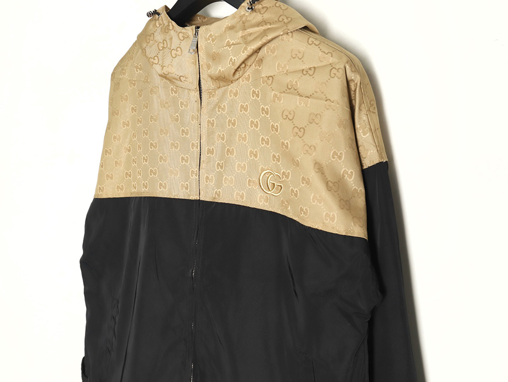 Gucci patchwork all over print monogram hooded windbreaker jacket