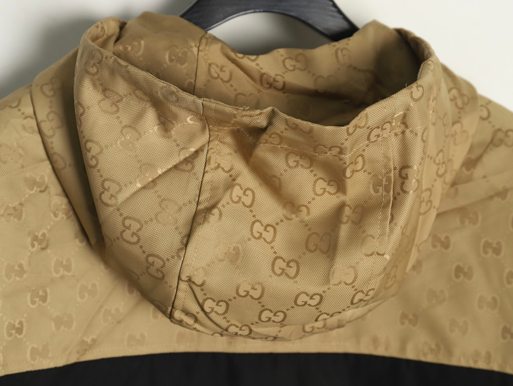 Gucci patchwork all over print monogram hooded windbreaker jacket