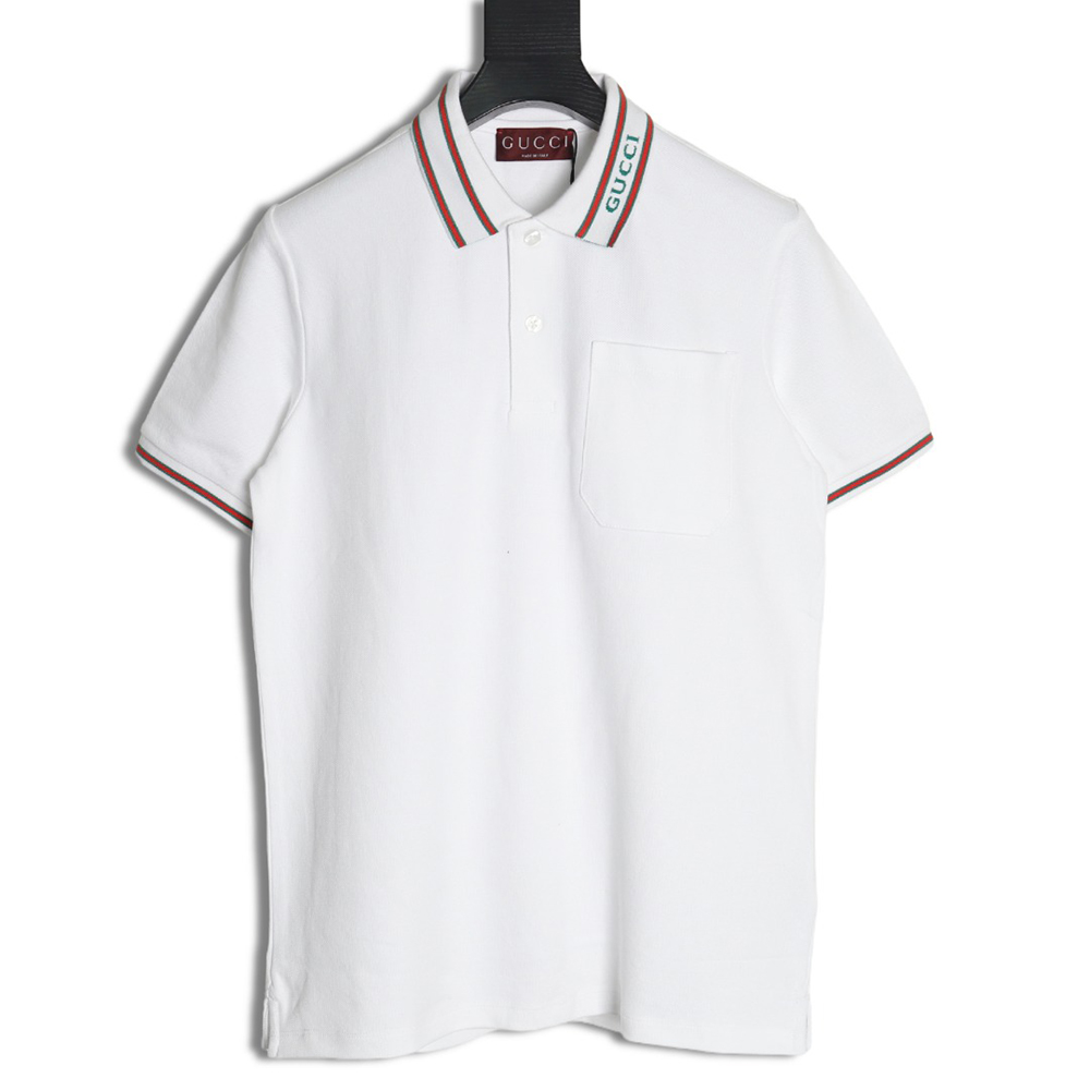Gucci Neck Lettering Short Sleeve Polo Shirt