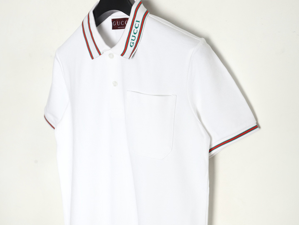 Gucci Neck Lettering Short Sleeve Polo Shirt