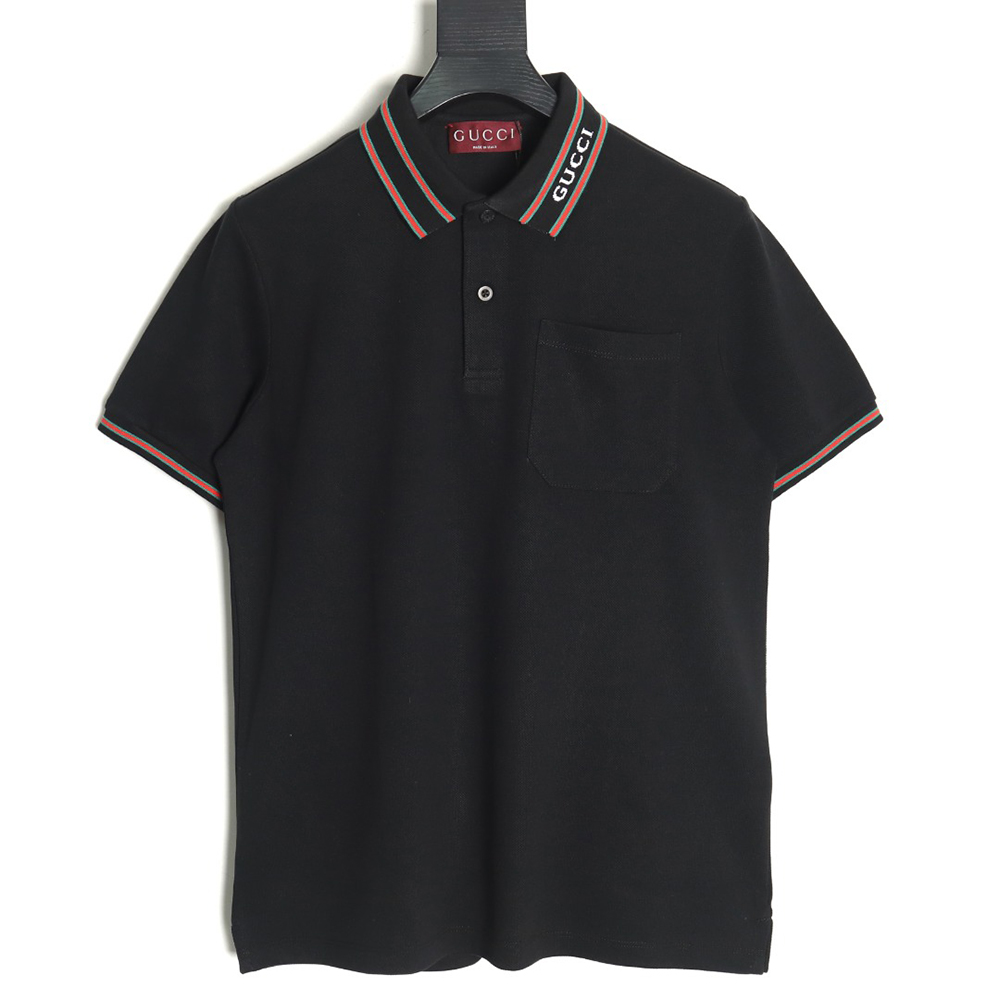 Gucci Neck Lettering Short Sleeve Polo Shirt TSK1