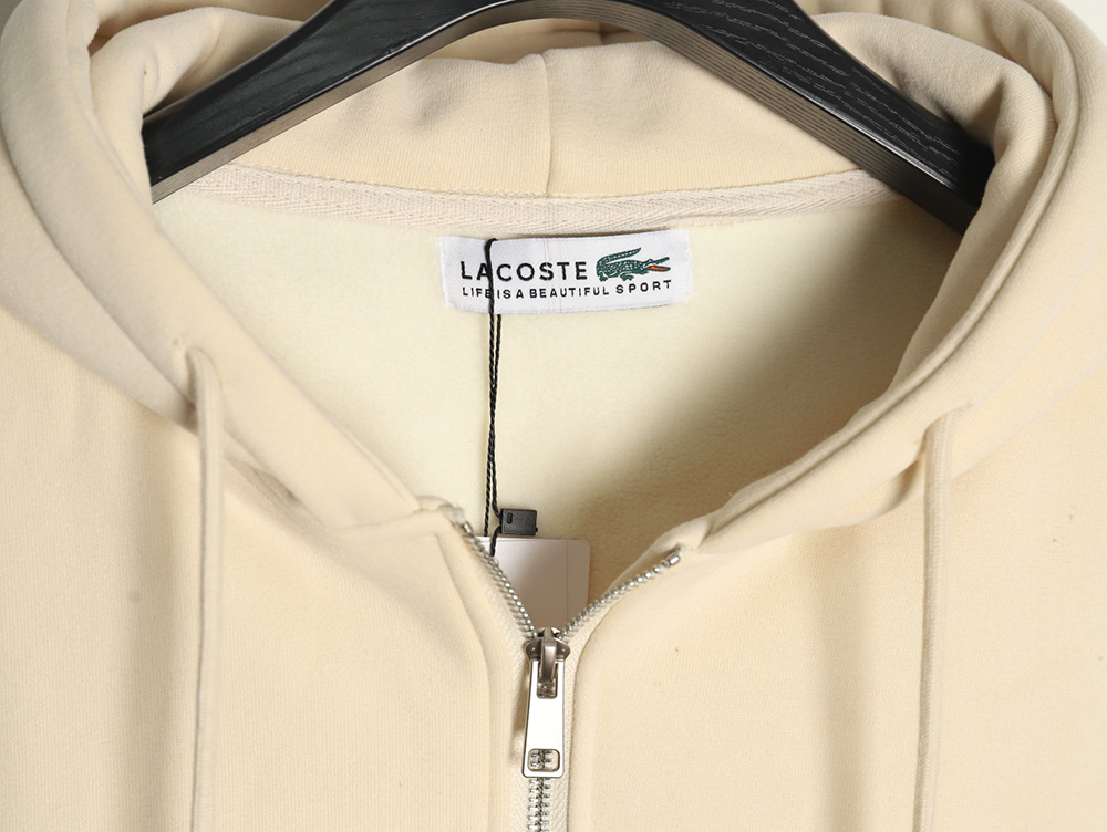 Lacoste crocodile embroidered logo fleece zip-up jacket