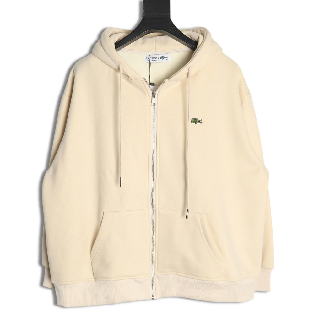 Lacoste crocodile embroidered logo fleece zip-up jacket