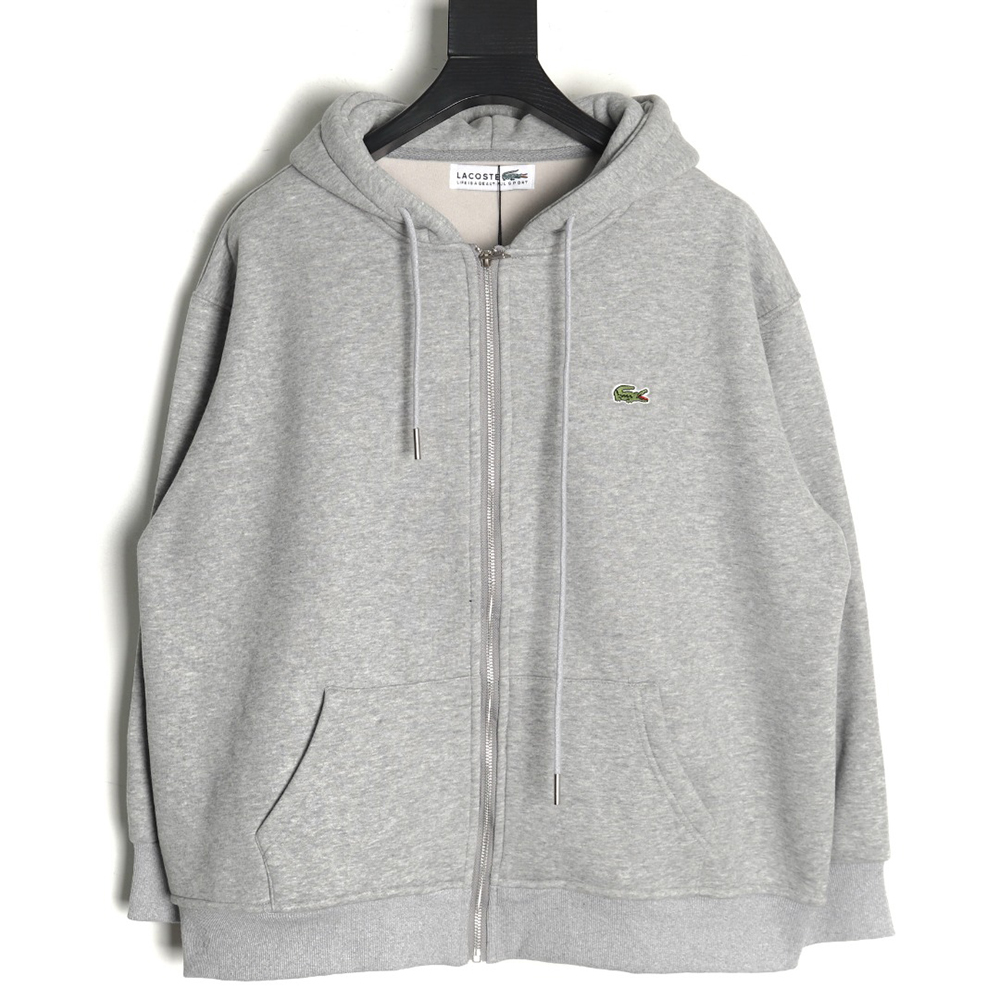Lacoste crocodile embroidered logo fleece zip-up jacket TSK2