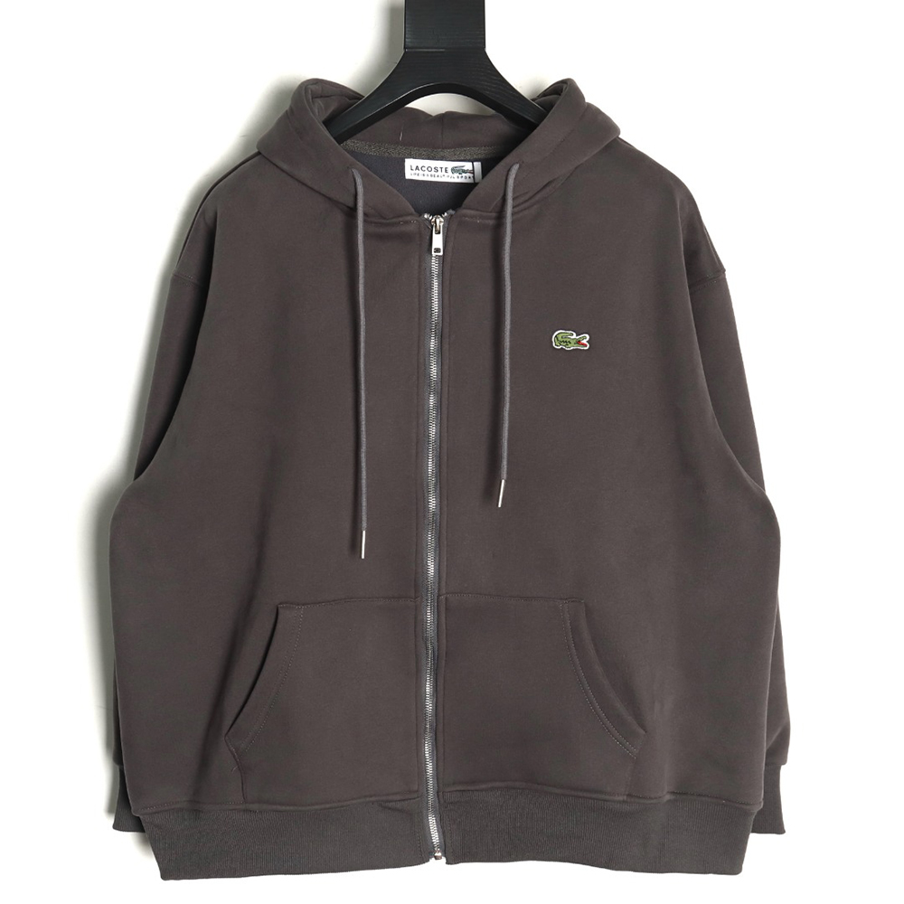 Lacoste crocodile embroidered logo fleece zip-up jacket TSK3