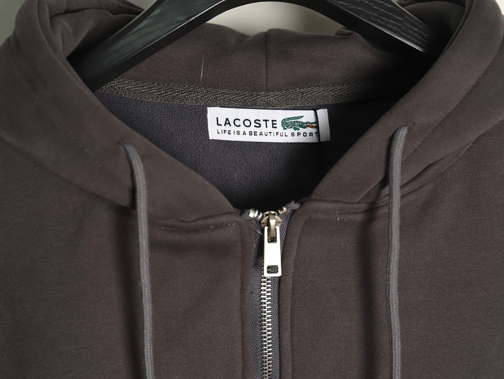 Lacoste crocodile embroidered logo fleece zip-up jacket TSK3