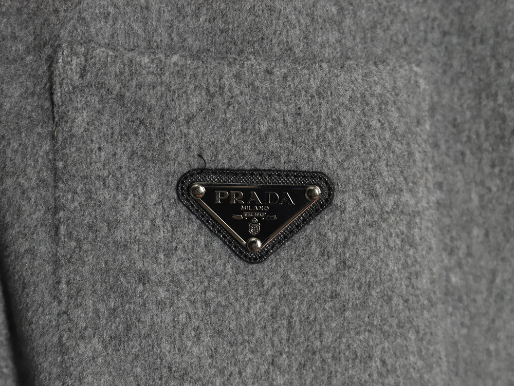Prada Cashmere Triangle Logo Shirt Jacket